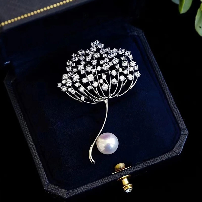MeibaPJ Natural Pearl Dandelion Corsage Brooch Fashion Sweater Jewelry for Women Empty Tray 240713