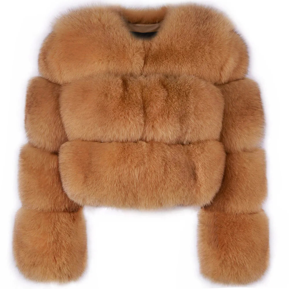YOLOAgain Plus Size 8XL Women Winter Coats Natural Fox Fur Jacket Ladies Cropped Fur Jacket Outerwear 240716