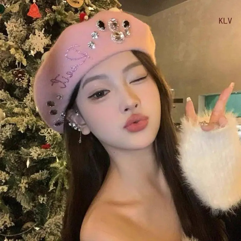 Trendy Decor Hat Girls Woman Painter Hat Autumn Winter Windproof Painter Hat French Hat for Winter 240715