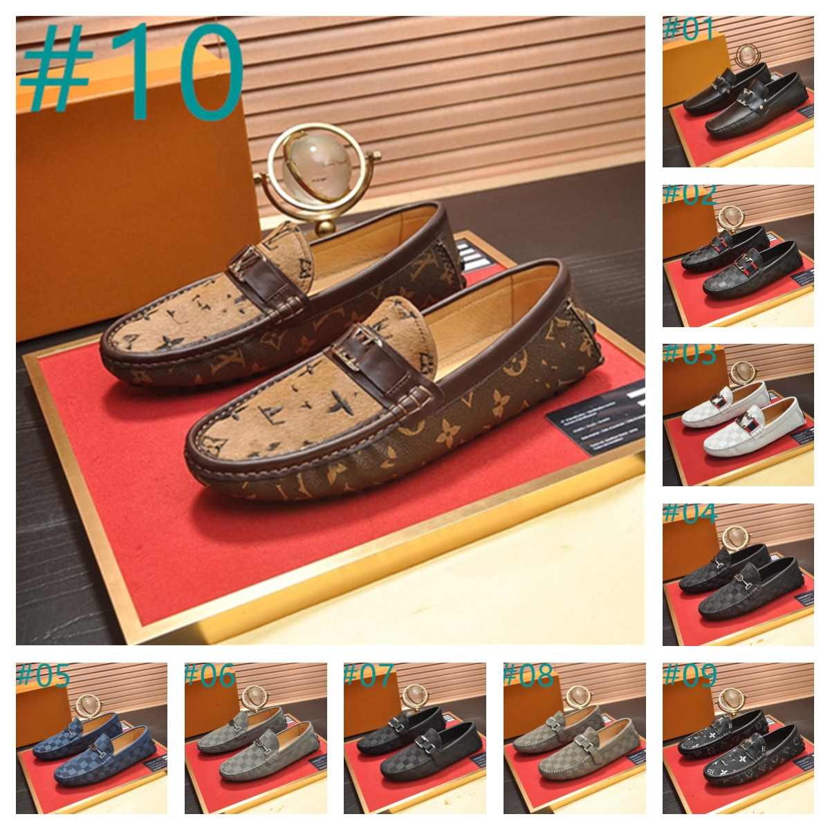 70Model Men Driver Shoes Moccasin loafers designer casual shoes luxury loafers mens shoes brown flower leather velvet sneakers Size 38-46