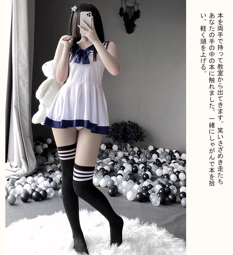 Lolita Sexy Lingerie School Girl Cosplay Costumes Sleeveless Short Dress Sailor Outfit Kawaii Japaness Anime Style Mini Skirt 240717