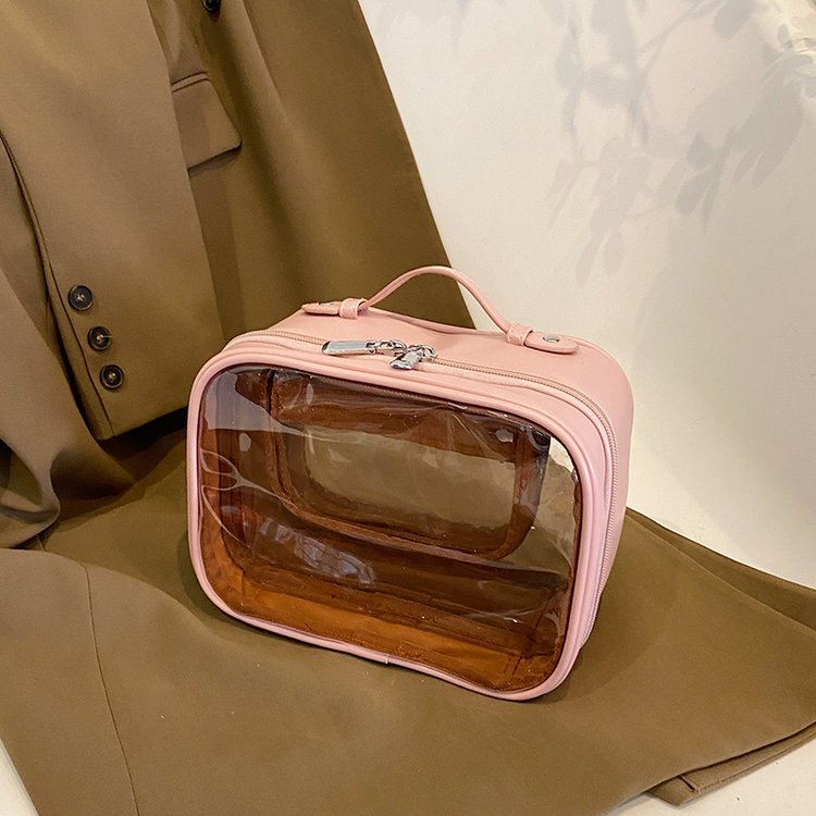 Designer tote bag Transparent waterproof cosmetic bag portable ins wind senior sense of the new double toiletries storage travel large capacity