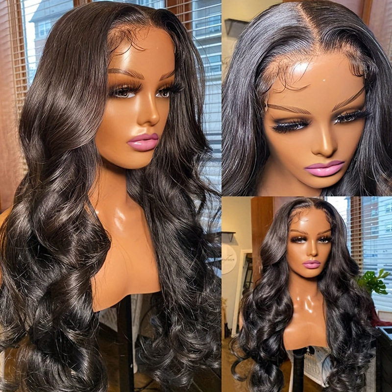 32 Inch Body Wave 13x4 Transparent Lace Front Human Hair Wigs For Women 180 Density Water Wave Synthetic Lace Frontal Wig