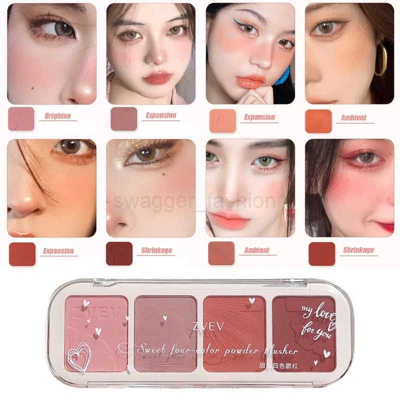Low Saturation Smoky Pink Blush High Pigment Powder Eyeshadow Blusher Matte Brighten Contour Palette 4Color Mixed Korea CosmeticB240722