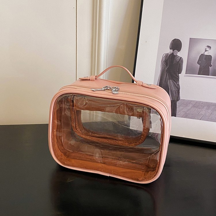 Designer tote bag Transparent waterproof cosmetic bag portable ins wind senior sense of the new double toiletries storage travel large capacity
