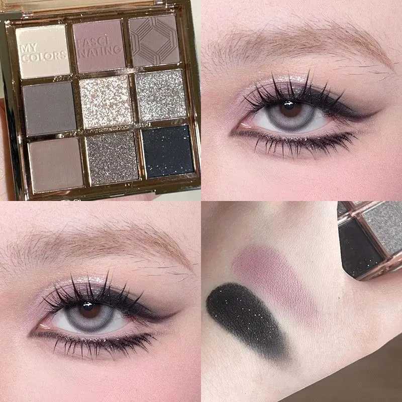 9 Colors Eyeshadow Palette Sweet Cool Girls Punk Smokey Black Grey Eye Shadow All-in-One Palette Matte Eye Contouring Eye MakeupXJ250520