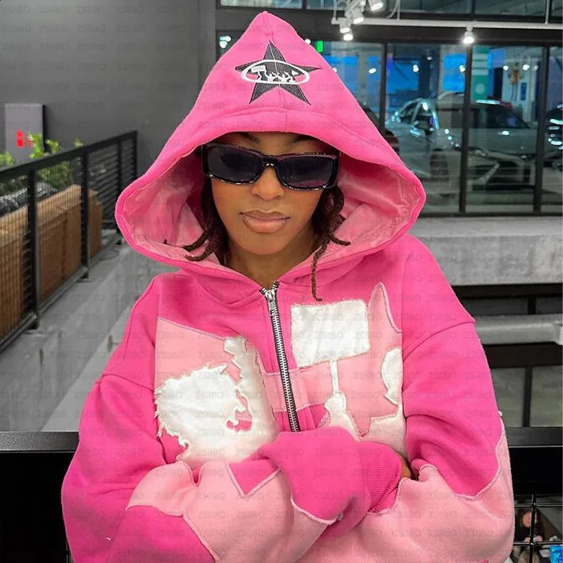 Y2K Hoodie Hip Hop Gothic Patchwork Loose Pullover Men Women Fashion Retro Harajuku Street Clothing Casual Top Clothing 240722