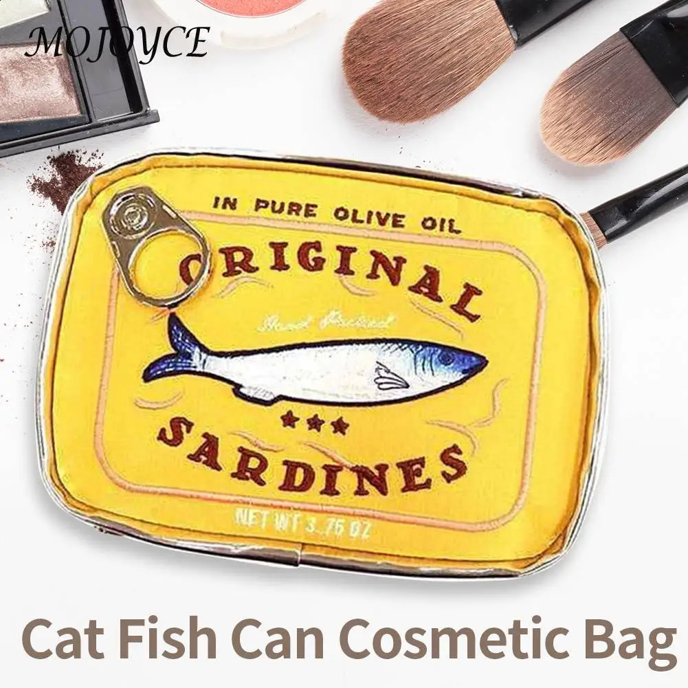 Canned Sardines Women Travel Cosmetic Bag Cute Toiletry Creative Portable Fashion Zipper Multifunction for Weekend Vacation 240722
