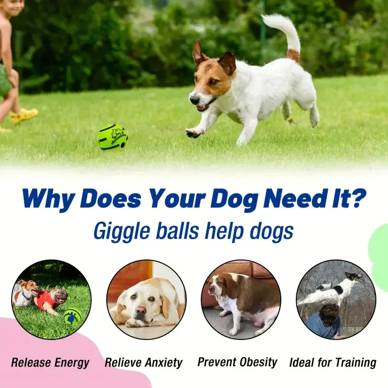 Pet dog toy ball Wobble Wag Giggle interactive chew sounds fun when rolling or shaking 240722