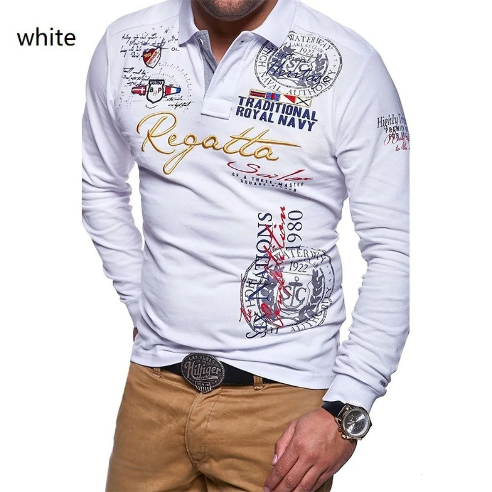 Mens Fashion Personality Cultivating Long-sleeved Polo Shirts 240717