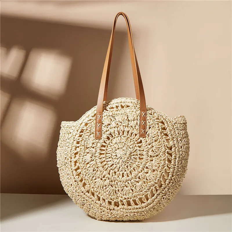 Large Capacity Handbag Holidays Pack Handmade Straw Shoulder Bags For Women Big Travel Beach Bag bolsa feminina 240722