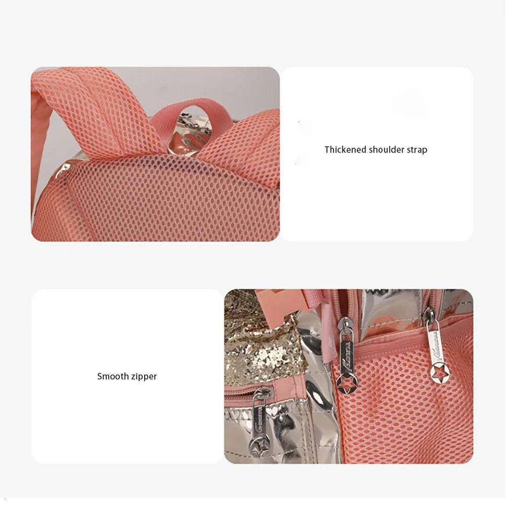 School Bags Backpacks for School Teenagers Girls Waterproof Spine Protection Schoolbag Sequined Detachable Lunch Bag Girls Bags 240712