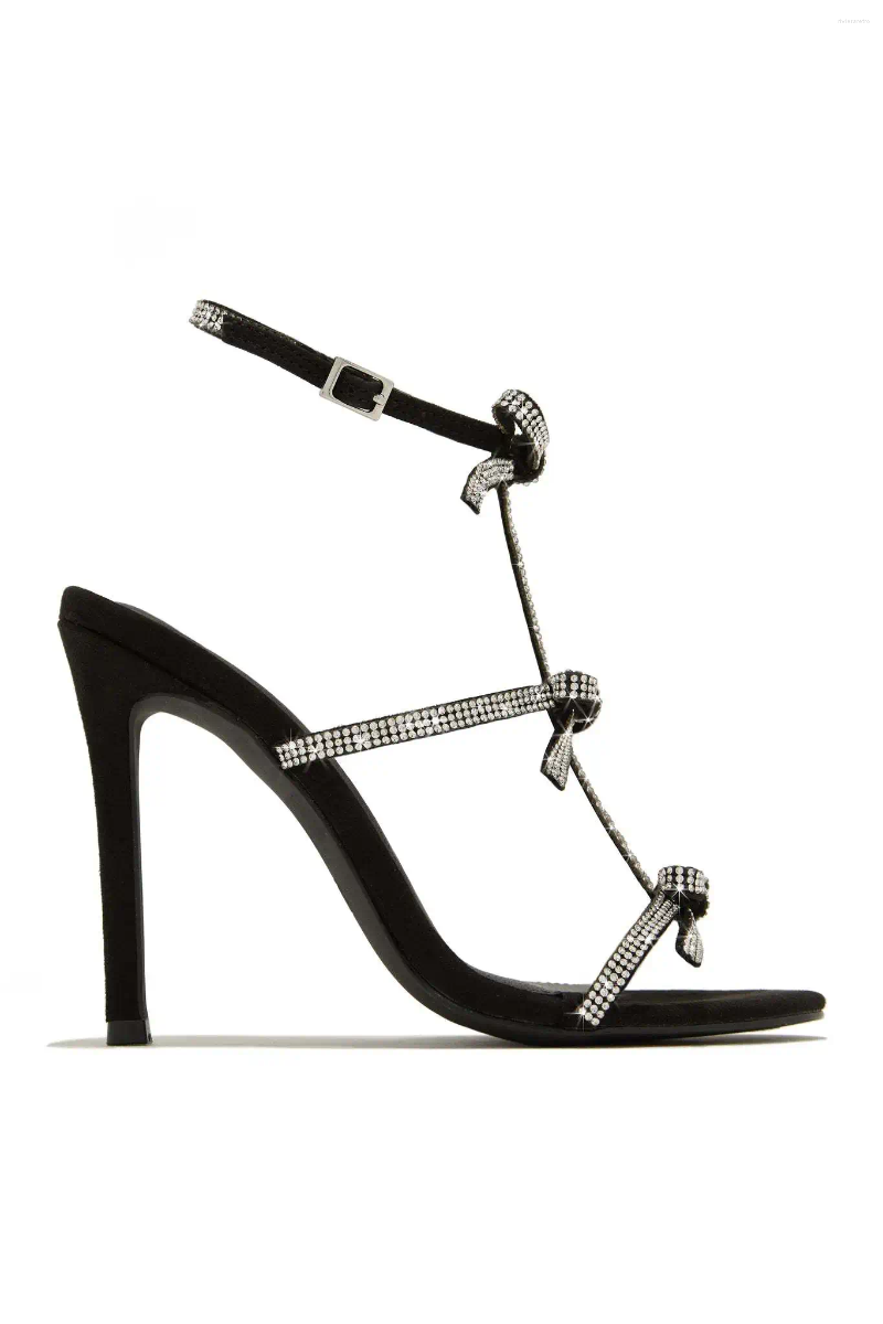 Dress Shoes CHMURY Shiny High Heels Sier Women Bow Metallic Crystal Sandals Pointy Toe Stiletto Heeled Party Woman