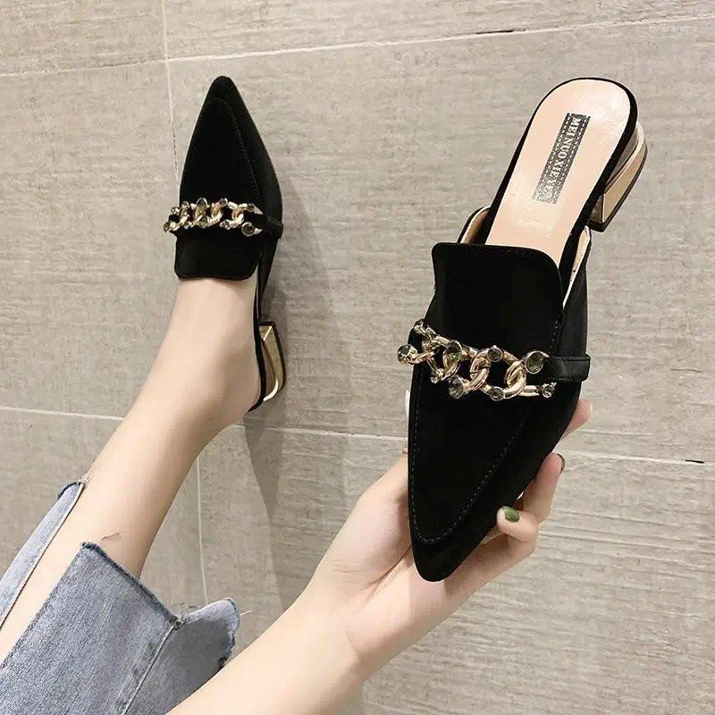 Slippers Low Shoes Ladies' Slides Slipers Women Shallow Female Mule Cover Toe Fringe Loafers Designer Mules Flat PU