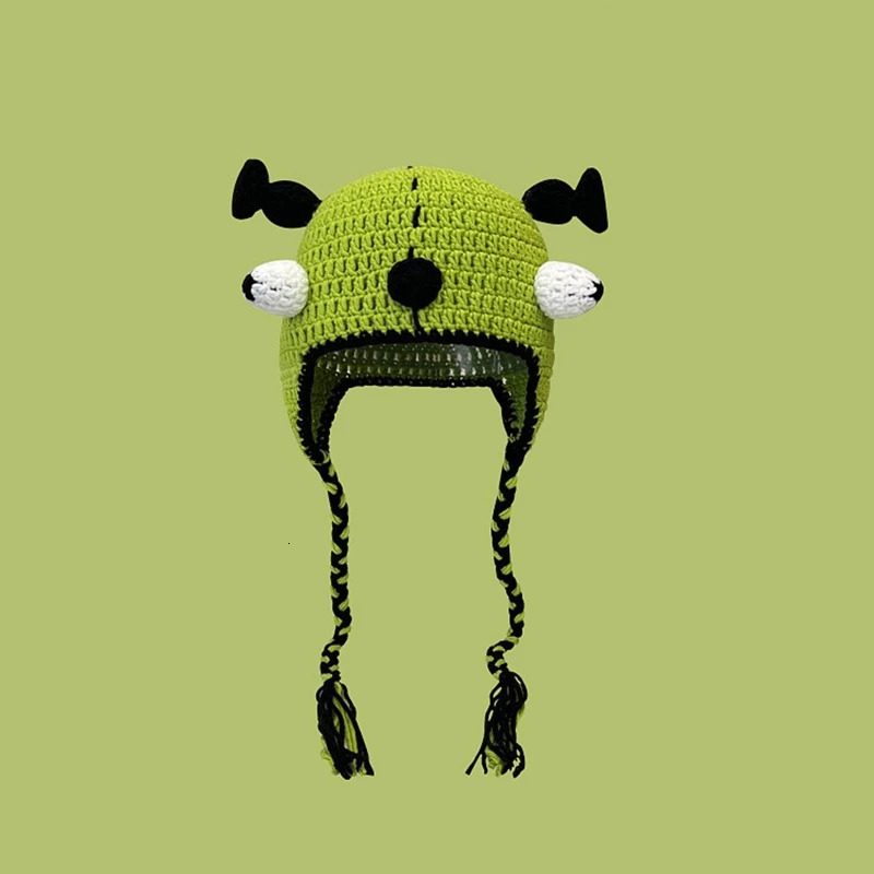 Cartoon Monster Shape Winter Hat Color Matching Media Pioneer Hats for Adult Knitted Keep Warm Hats Unisex Daily Wear 240715