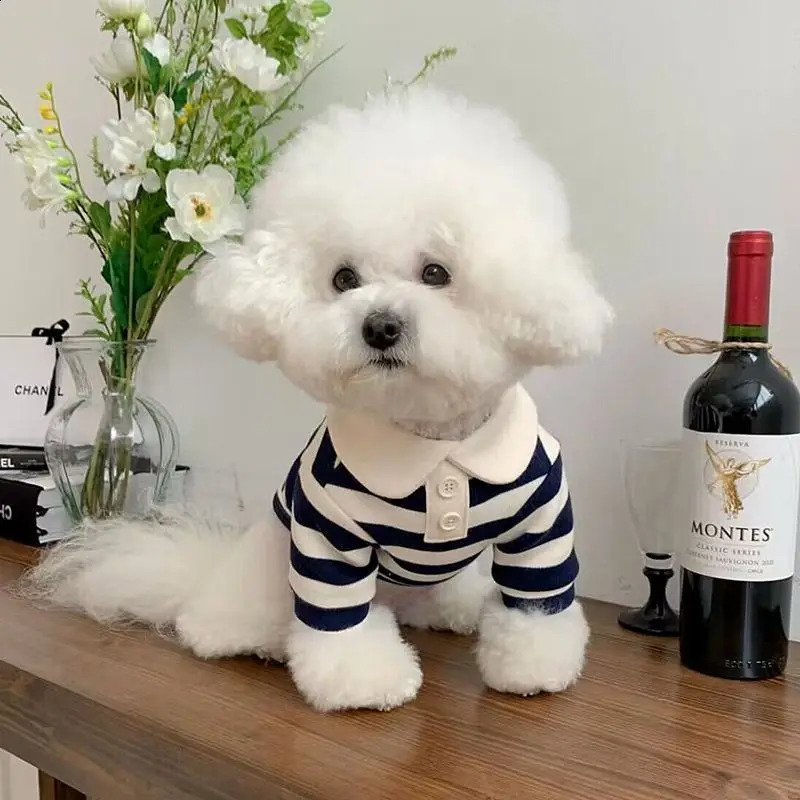 Dog Clothes Schnauzer Teddy York Shire Polo Shirt Summer Dress Striped Pet T-Shirt Dog Costume Soft Pullover Suit for Dog Puppy 240722 - view 6