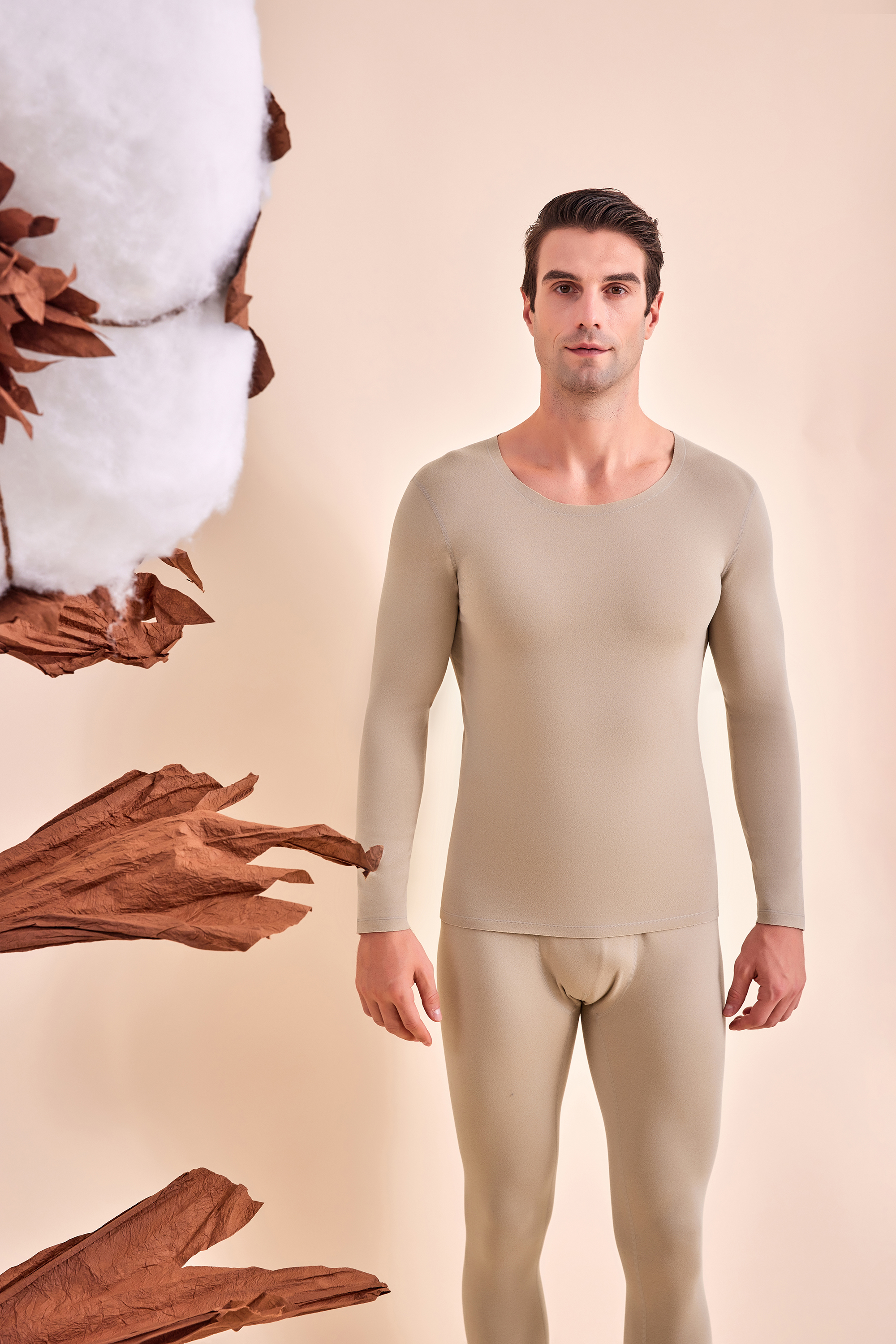Men's thermal suit, thermal underwear, pajamas, 7A antibacterial and mite proof 24A07
