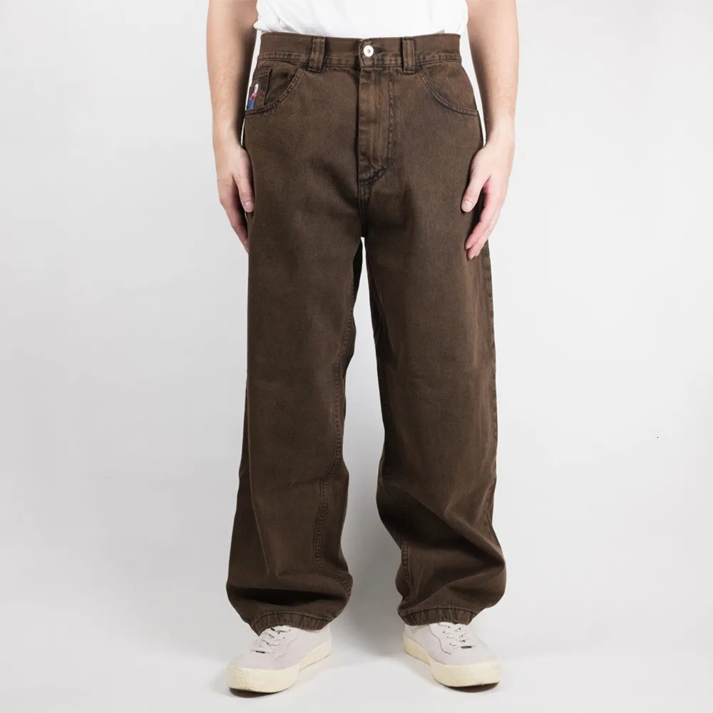Polar Big Boy Baggy Jeans Y2k Pants Gothic Graphic Brown Cartoon Embroidery High Waist Harajuku Jeans Men Clothing 240716
