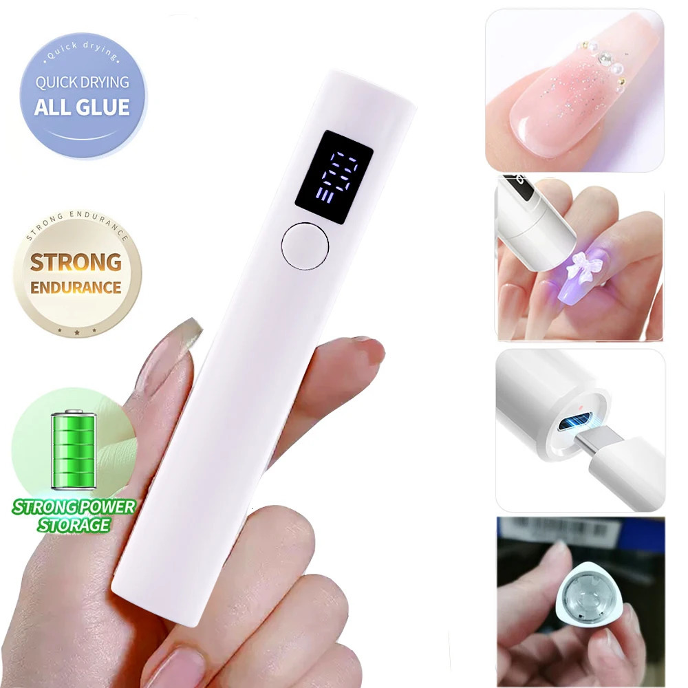 1pcs Portable LED Nail Lamp Rechargeable Quick Curing Handheld UV Light for Nails USB Nail Dryer with LED Screen Nail Art Tools 240713