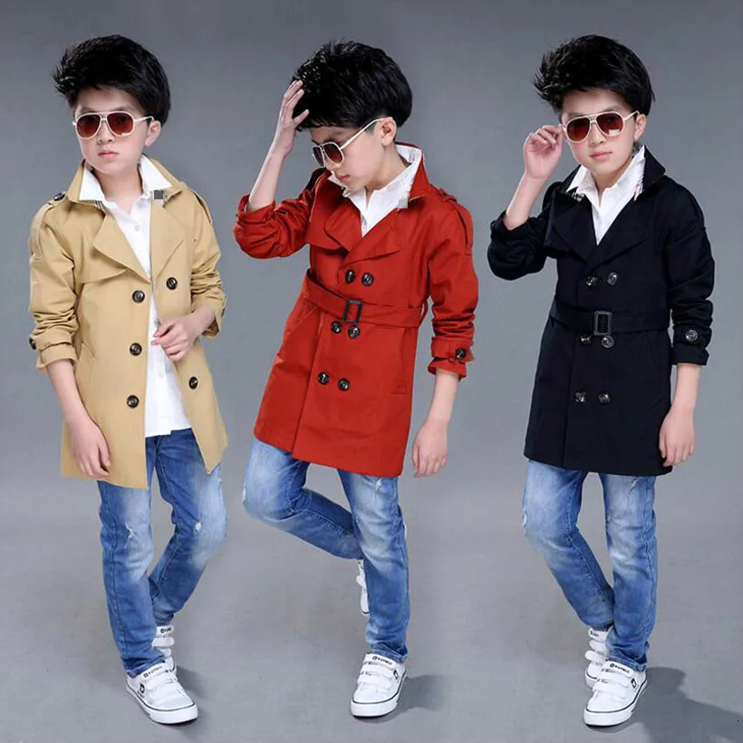 Boy Trench Coat Boys Outerwear Kids Windbreaker Cool Children Coat Long Patter Manteau Enfant Garcon Kids Coat 240711