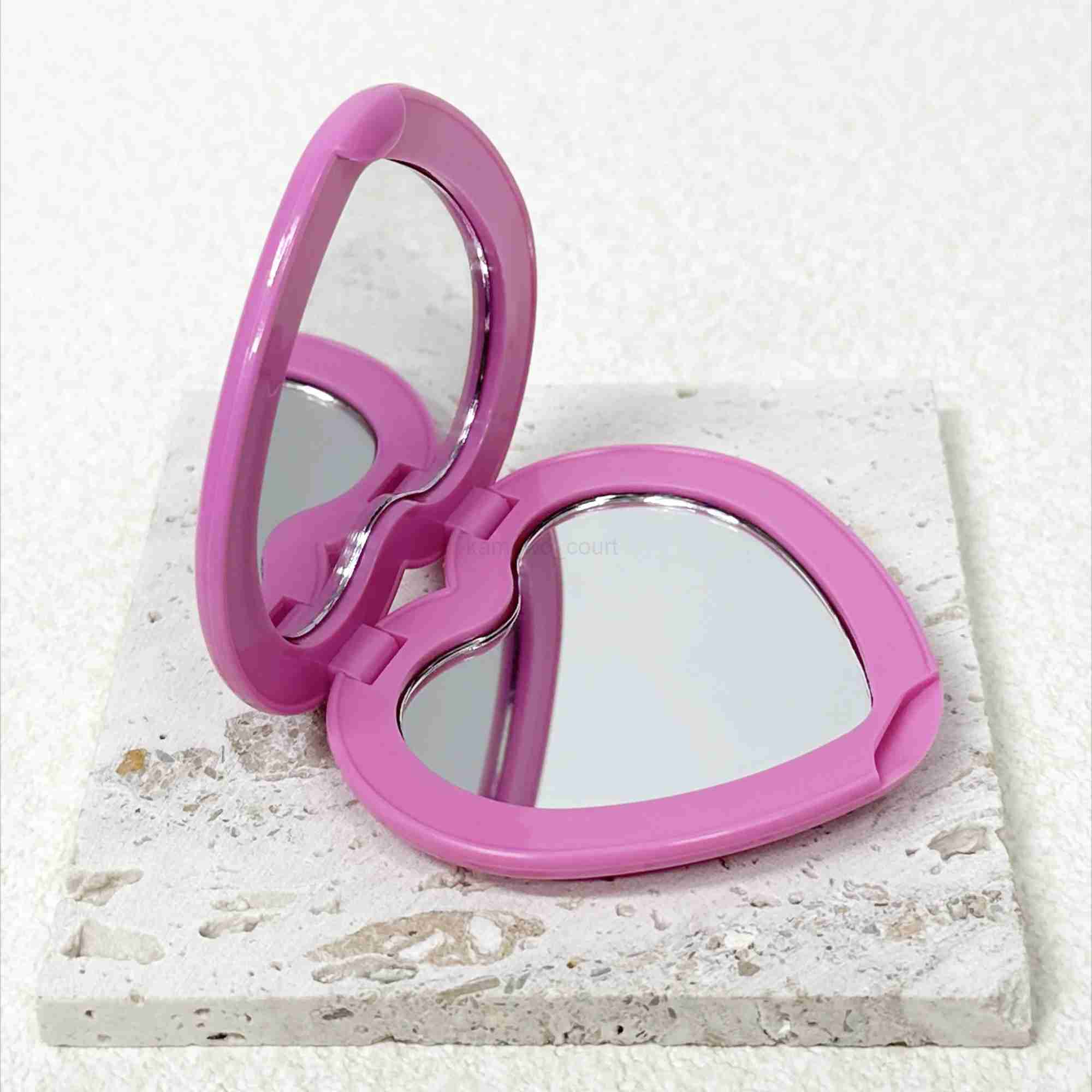 Heart Shaped Folding Handheld Mirror 1X/2X Amplified Double Sided Makeup MirrorM240722