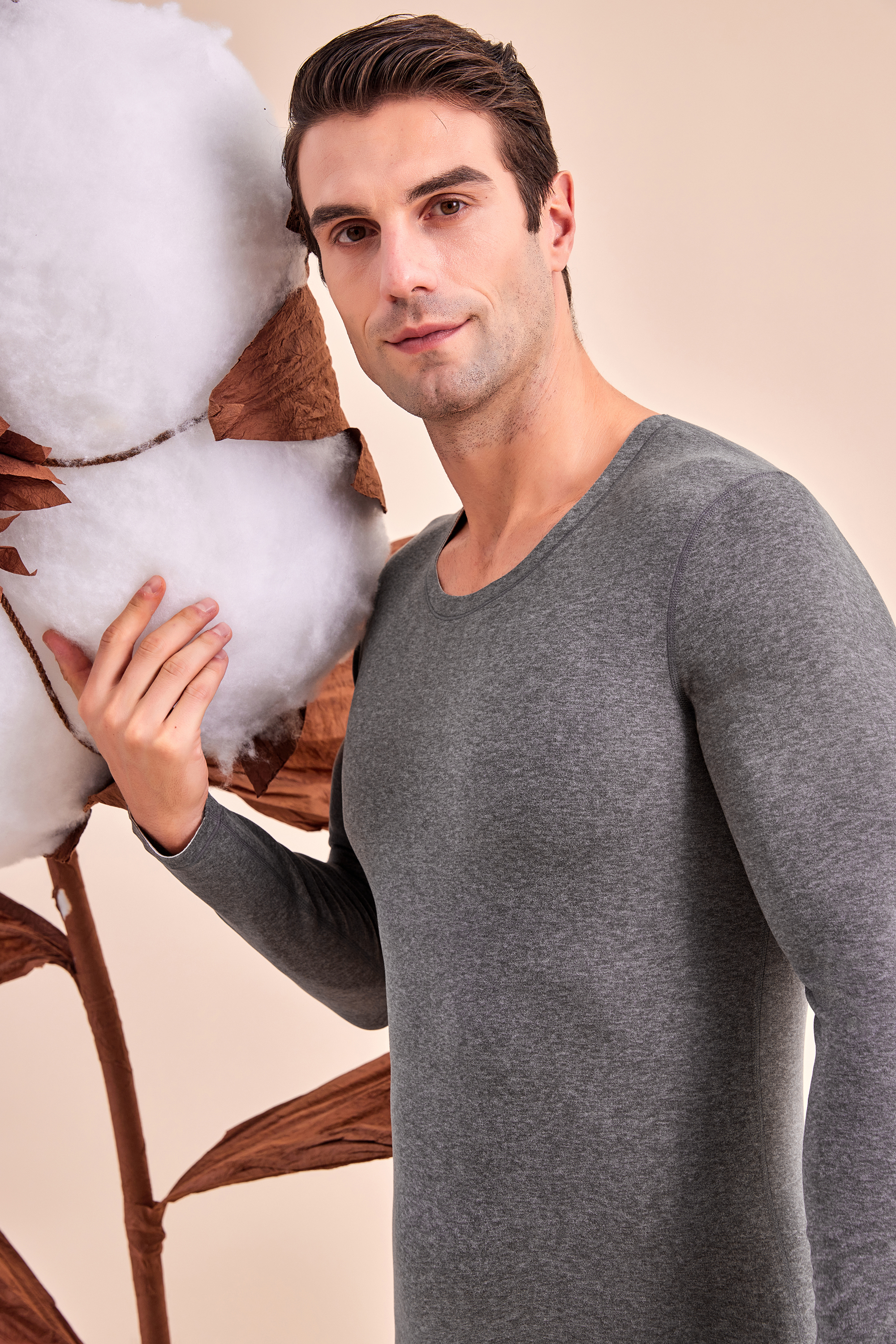 Men's thermal suit, thermal underwear, pajamas, 7A antibacterial and mite proof 24A07