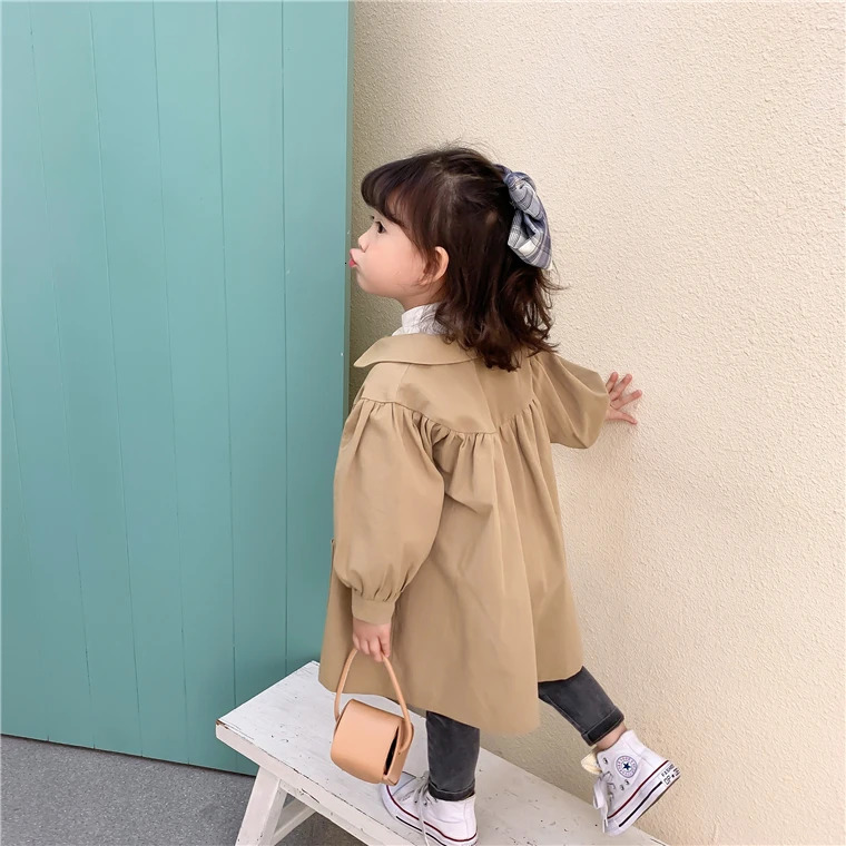 Girl Trench Coat Cotton Long Windbreaker Spring Autumn School Girl Trench Kids Outerwears Casual Trench Jacket Coat for Girls 240711