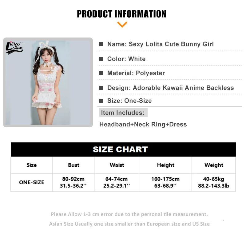 Lolita Cute Women Anime Sexy Bunny Girl Backless Bandage Maid Dress Ruffles Kawaii Cosplay Costumes Cows Lovely Tempatation 240717