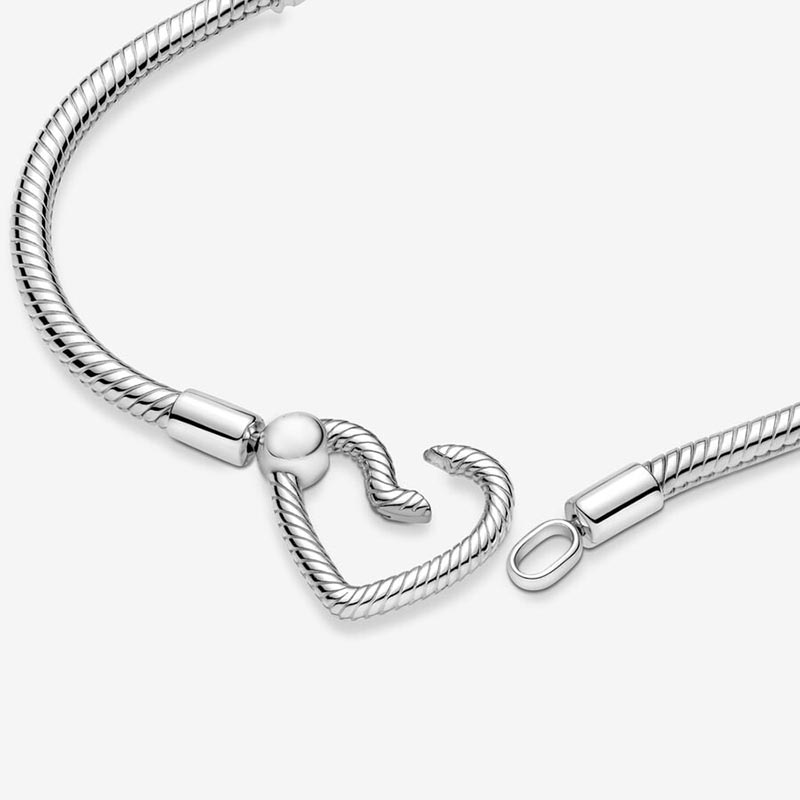 Heart Closure Snake Chain Bracelet 925 Sterling Silver Charm Bracelet For Women Wedding Jewelry Bracelet Girlfriend Gift With Retail