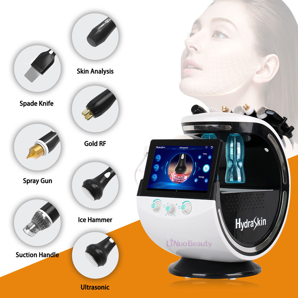 Professional Smart Ice Blue 7 in 1 Beauty Dermabrasion Beauty Machine With Skin Analyzer Oxygen Jet Beauty Cleaning Aqua Peel Machine