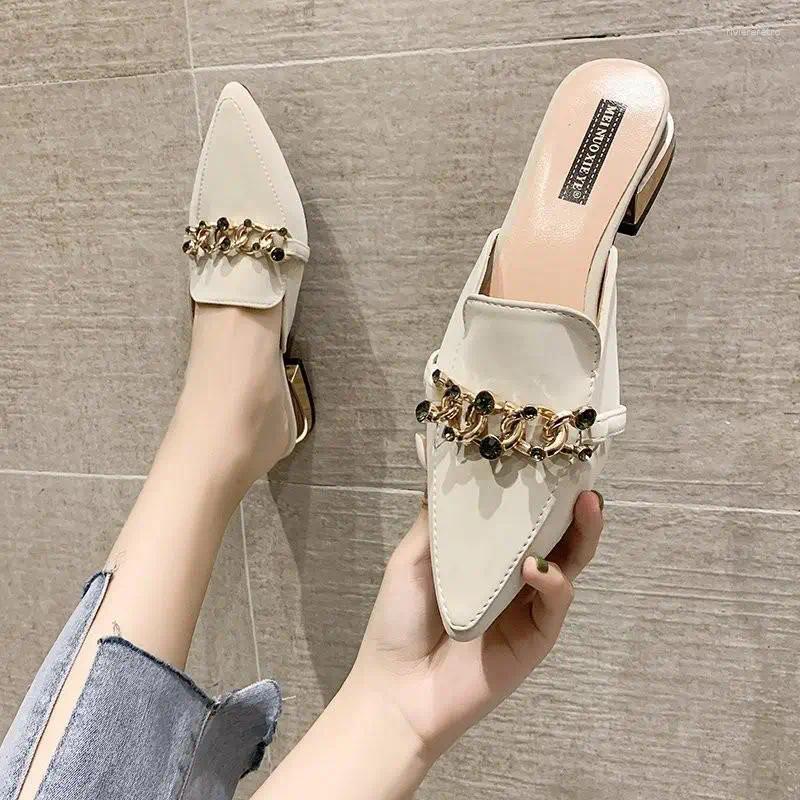Slippers Low Shoes Ladies' Slides Slipers Women Shallow Female Mule Cover Toe Fringe Loafers Designer Mules Flat PU
