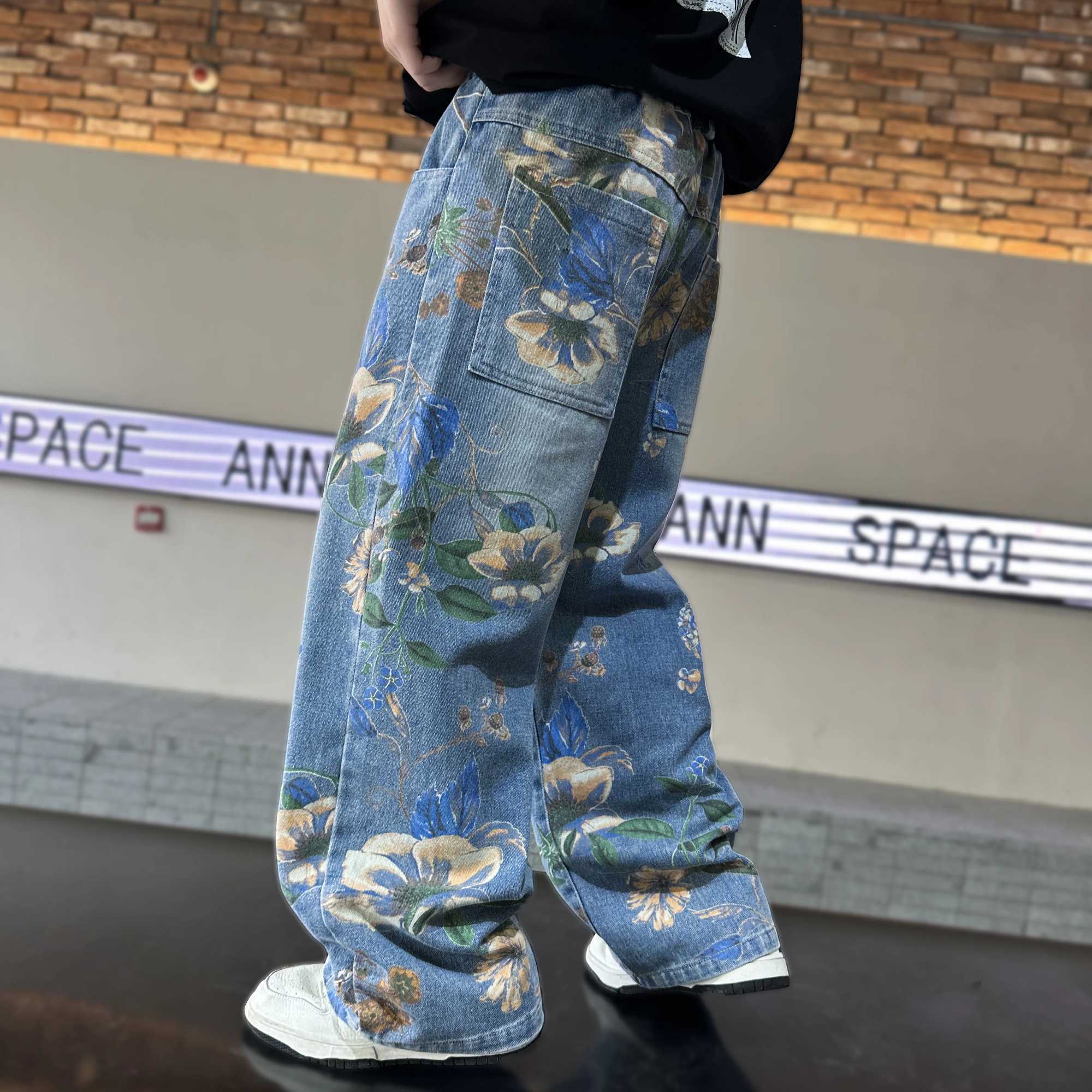 Jeans Boys Jeans Floral Pattern Kids Boy Jeans Spring Autumn Kid Jeans Casual Style Childrens Clothing 6 8 10 12 14
