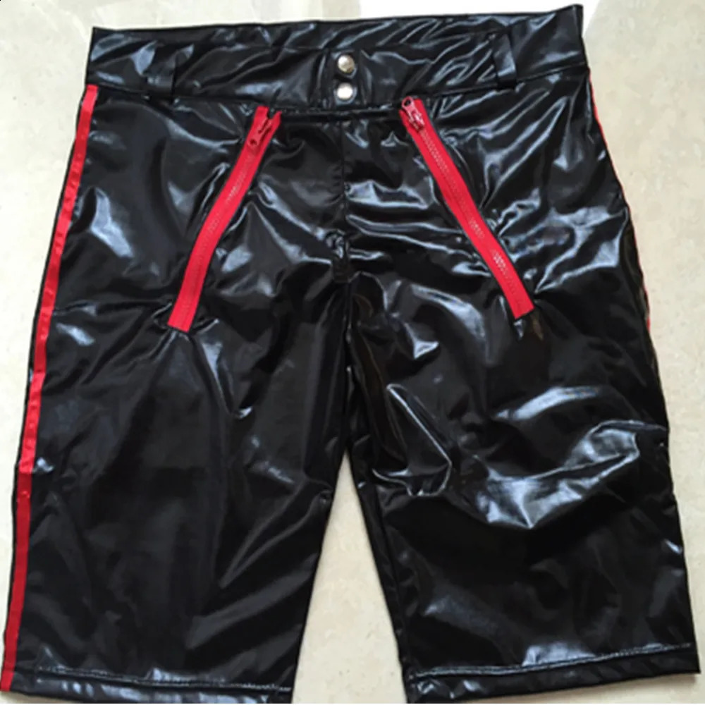Sexy Mens Lingerie Soft Latex Leather Pants 2way Zipper Front Button Tights Shorts Gay Underwear Underpants Club Wear 240711