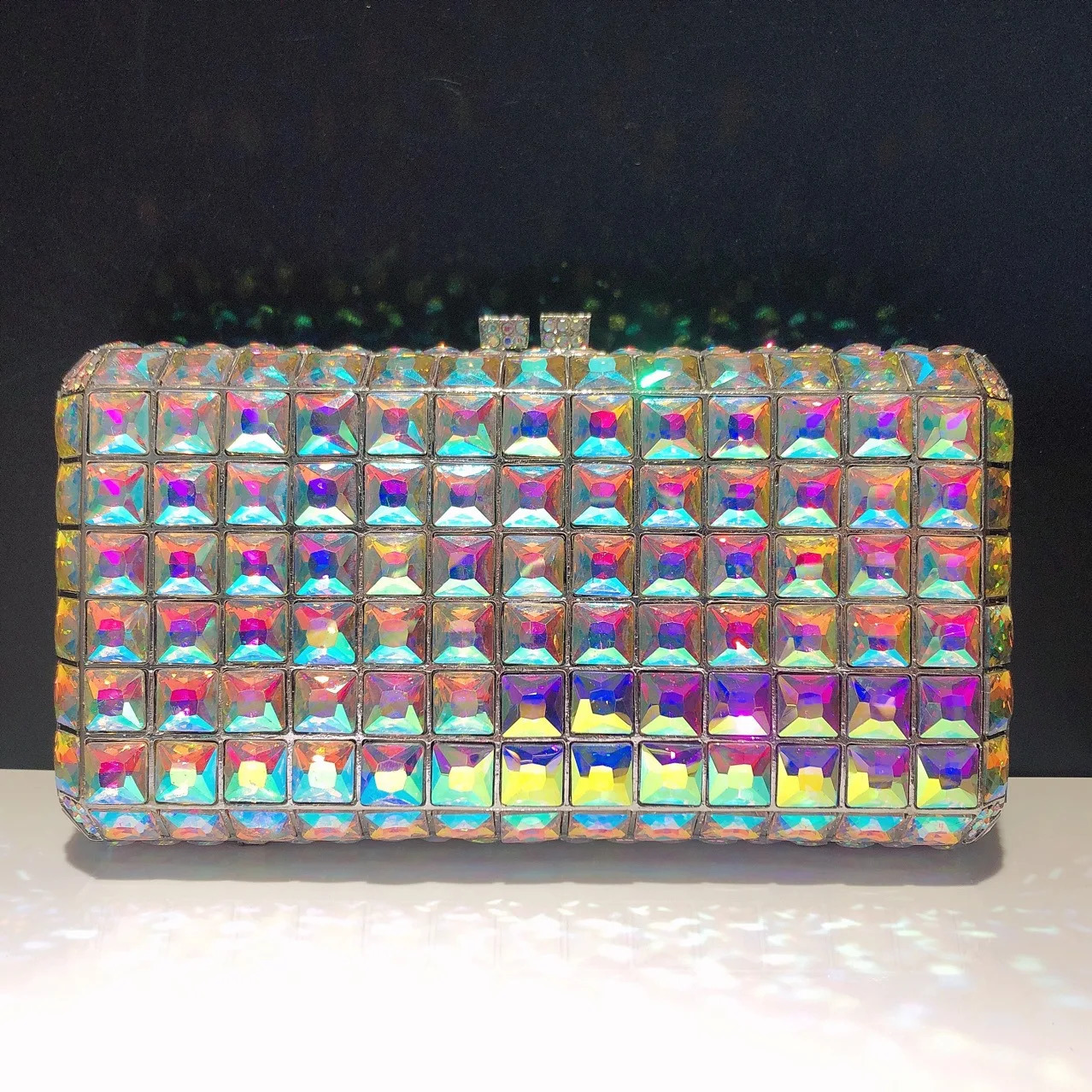 Square Shape 10 Colors Woman High Quality Evening Bag Wedding Bridal Birthday Bling Banquet Toted Party Diamond Crystal Handbag 240722