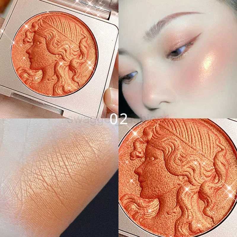 Highlighter Embossed Blush Glitter Facial Long-Lasting Shimmer Powder Pink Coral Rouged For Cheeks Eyeshadow Smooth CosmeticsB240722