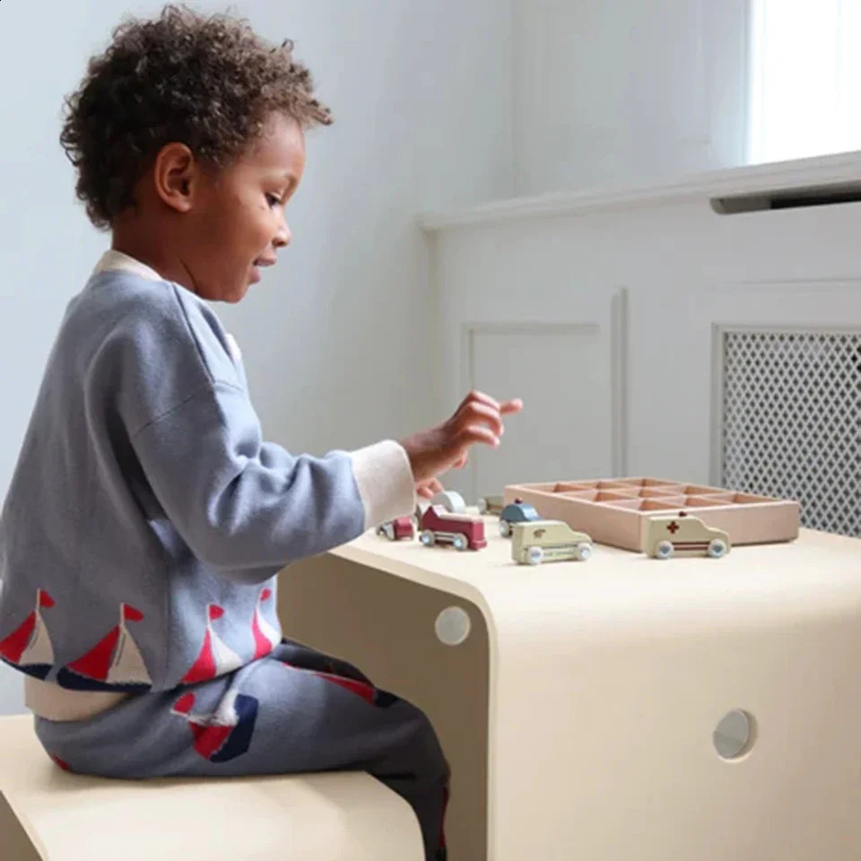 KS Children Clothes Suit Girls Embroidery Cherry Cardigan Sweater Dress Boys Knit Tops Pants Set Kids Sweatshirt Sweatpants 240713