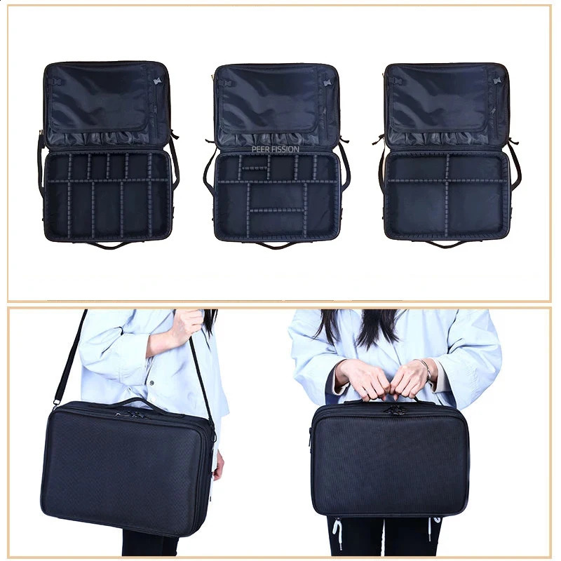 Oxford Cloth Makeup Bag Large Capacity With Compartments For Women Travel Cosmetic Case 240722