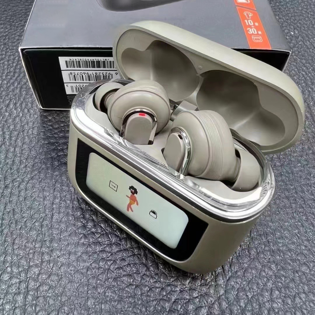 Full-color touch Smart Headphone Bluetooth Headphones Active Noise Cancelling bluetooth in-Ear Earphones Wireless Charging Box