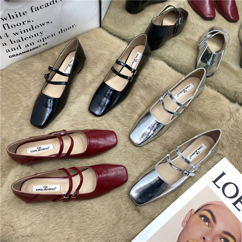 Red Spring Women Mary Jane Shoes Fashion Round Toe Shallow Slip On Ladies Flat Soft Sole Outdoor Dress Ballerina 240718