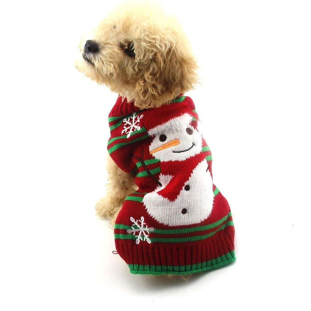 FOGOMOVE Snow Snowman Xmas Holiday Sweaters New Year Christmas Sweater Pet Clothes for Small Dog and Cat(Snowman,XXS)