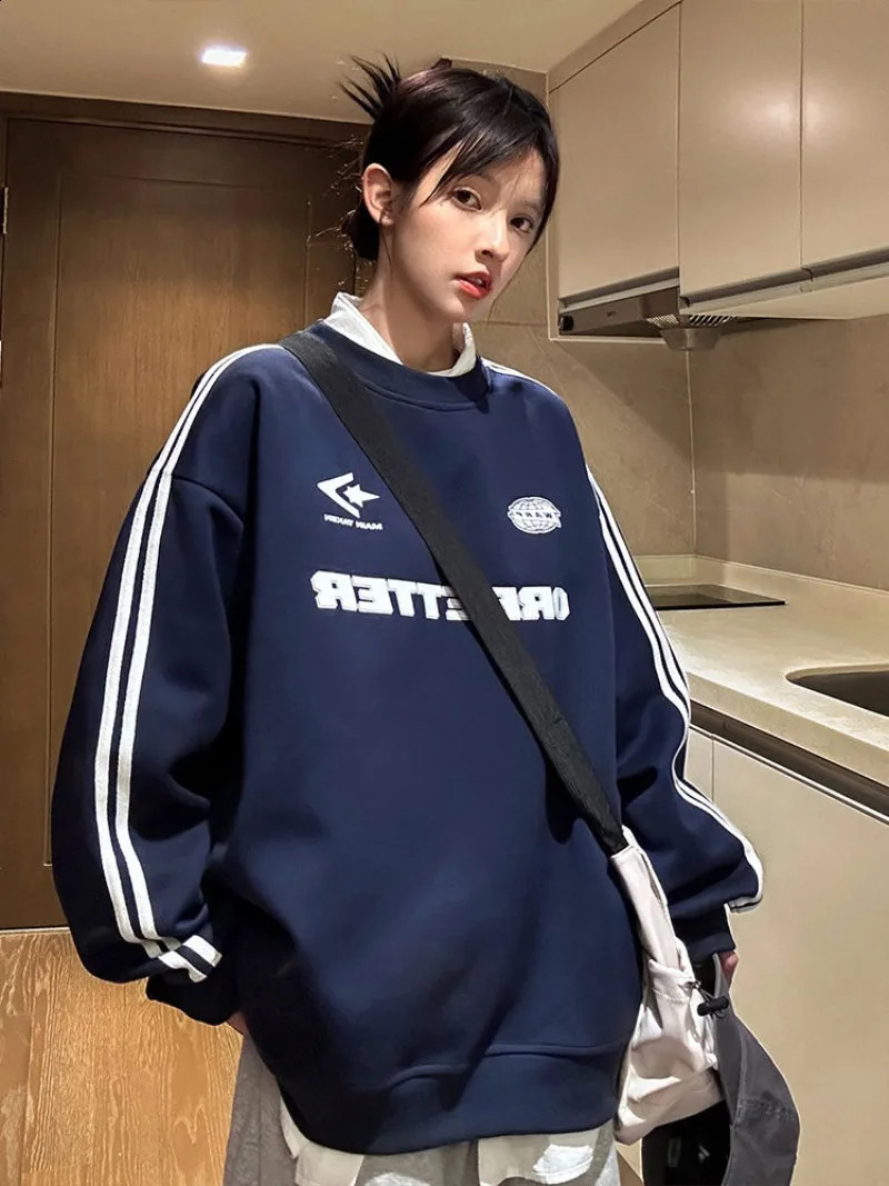 Sportswear Mens Cotton Machine Car Womens Spring and Autumn Loose Round Neck Long Sleeve Alphabet Casual Top 240718