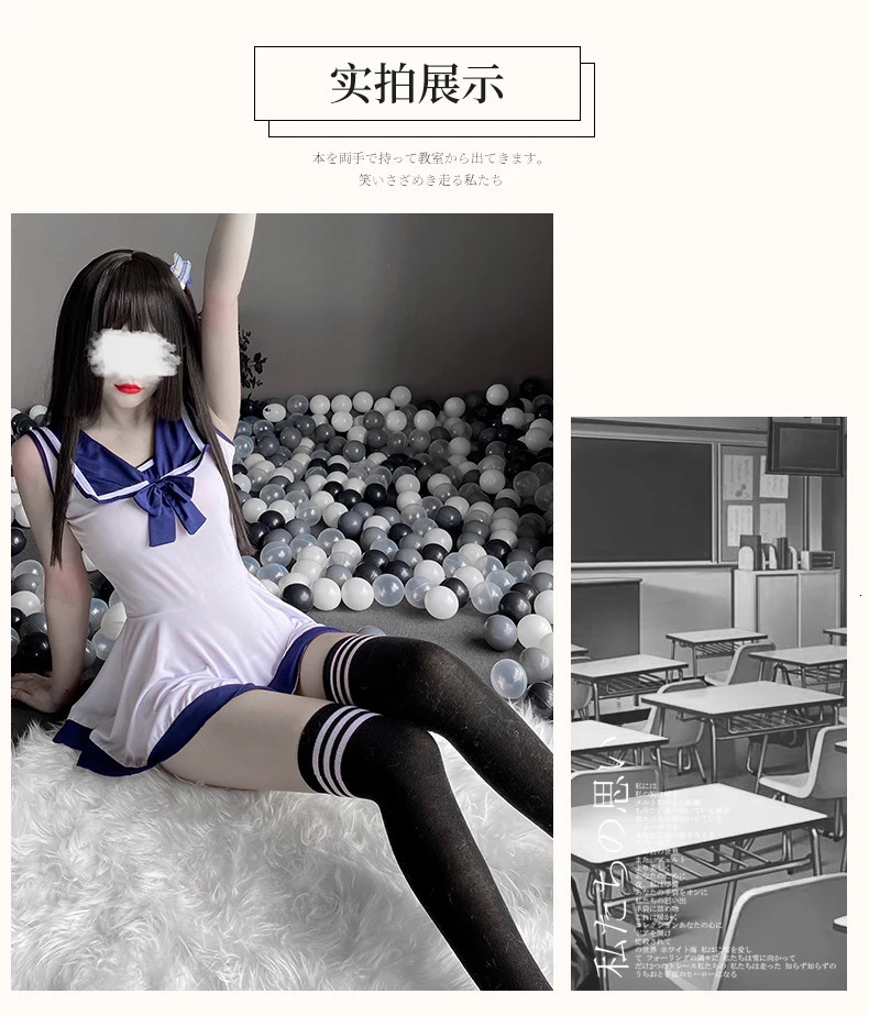 Lolita Sexy Lingerie School Girl Cosplay Costumes Sleeveless Short Dress Sailor Outfit Kawaii Japaness Anime Style Mini Skirt 240717