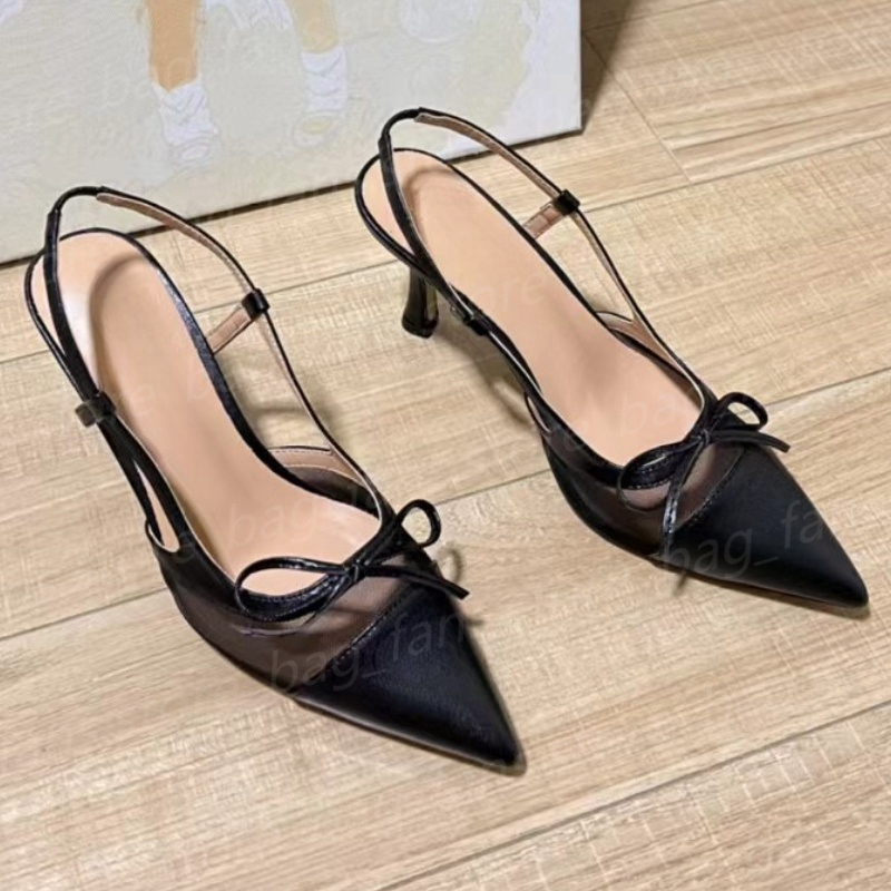Fashion Designer High Heel for Women Summer Pointed Toe Shoes with Bow 6cm Heel Sandals 27510