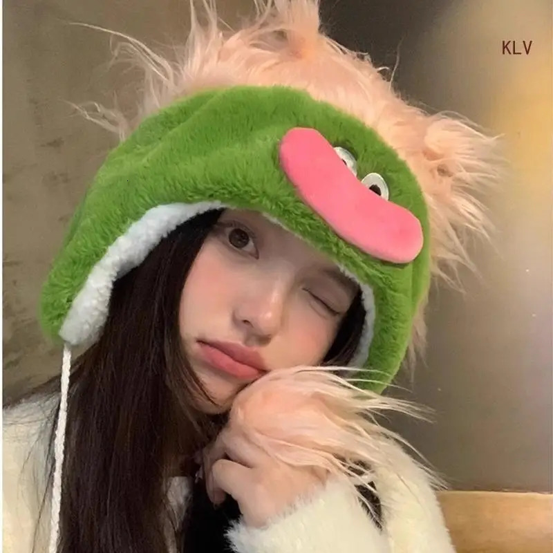 Winter Teens Ugly Beanie Windproof Trapper Hat Ear Protector Hat Adult Winter Cycling Skiing Supplies 240715