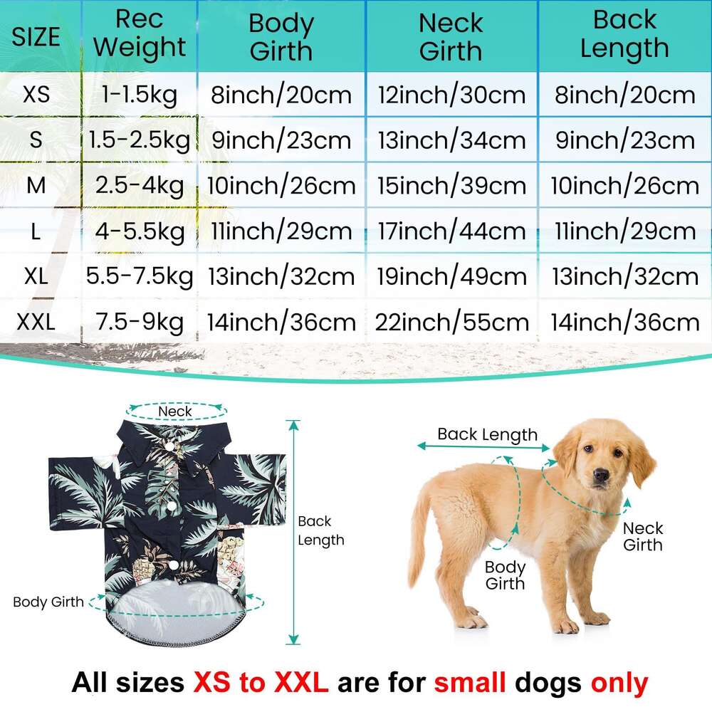 FOGOMOVE Summer Hawaii Style Floral Dog Hawaiian Printed Pet T-Shirts Breathable Cool Clothes Beach Seaside Shirt Sweatshirt for Small Puppy