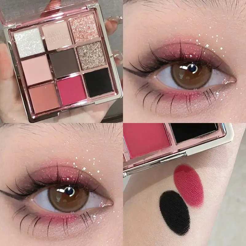 9 Colors Eyeshadow Palette Sweet Cool Girls Punk Smokey Black Grey Eye Shadow All-in-One Palette Matte Eye Contouring Eye MakeupXJ250520
