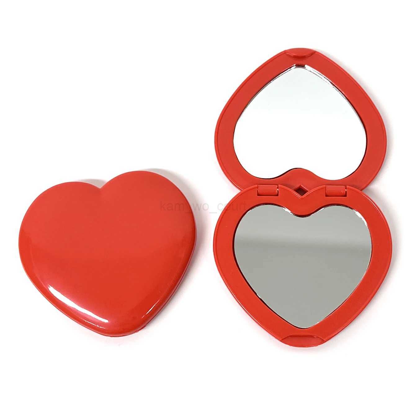 Double Sided Heart Mirror Hot Sale Magnifying 1X/2X Heart Makeup Mirror Red Heart Pocket MirrorM240722