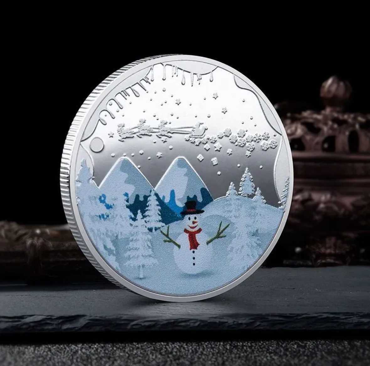 Crafts Christmas Commemorative Coin Party Favors Personality Cartoon Santa Claus Medal Collection Craft Gift MM