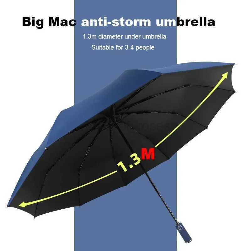Windproof 3 Storm Large Women 130cm Men Paraguas Foldable For Travel Strong Rain Size Big Family Umbrella FoldingM240722