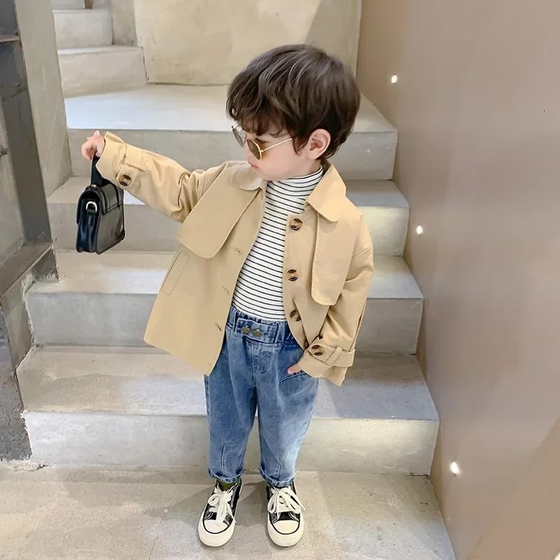 Fashion Baby Girl Boy Trench Cotton Infant Toddler Kid Windbreak Jacket Autumn Spring Child Dust Coat Baby Outwear Clothes 1-7Y 240711